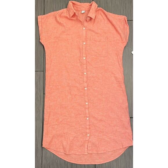Old Navy Dresses & Skirts - Old Navy Linen-Blend Button Down Shirt Coral Dress Size XS NWT